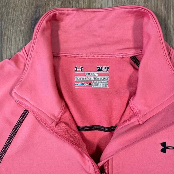 Under Armour ColdGear Pink 1/4 Zip Pullover Semi Fitted Women’s Small - Picture 4 of 9